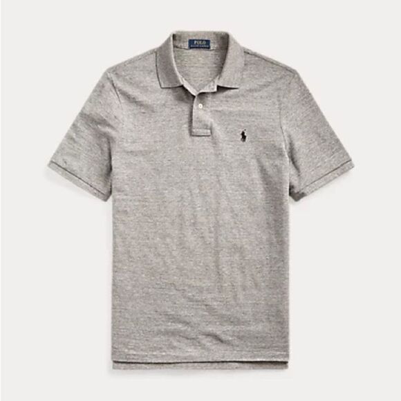 Polo Ralph Lauren Iconic Mesh Polo Shirt Grey Slim fit LG NWT‎ IN PACKAGING - Picture 2 of 8